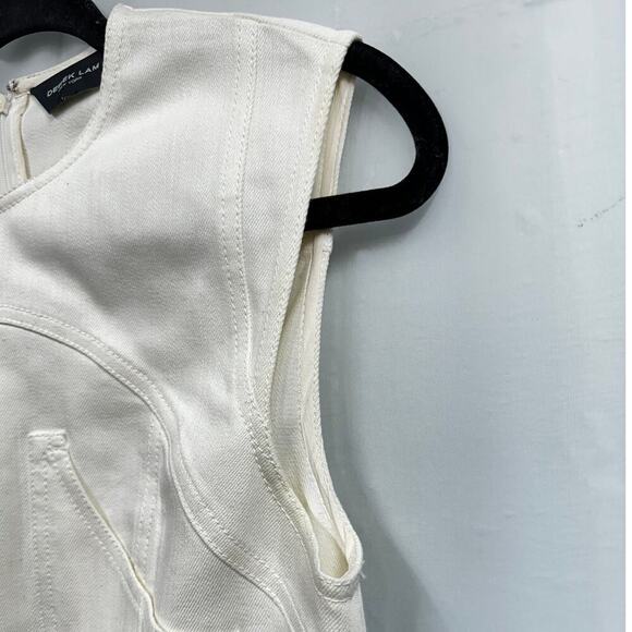 Derek Lam New York Cream Denim Stretch Form Fitting Knee Length Sleeveless Dress - Picture 6 of 12